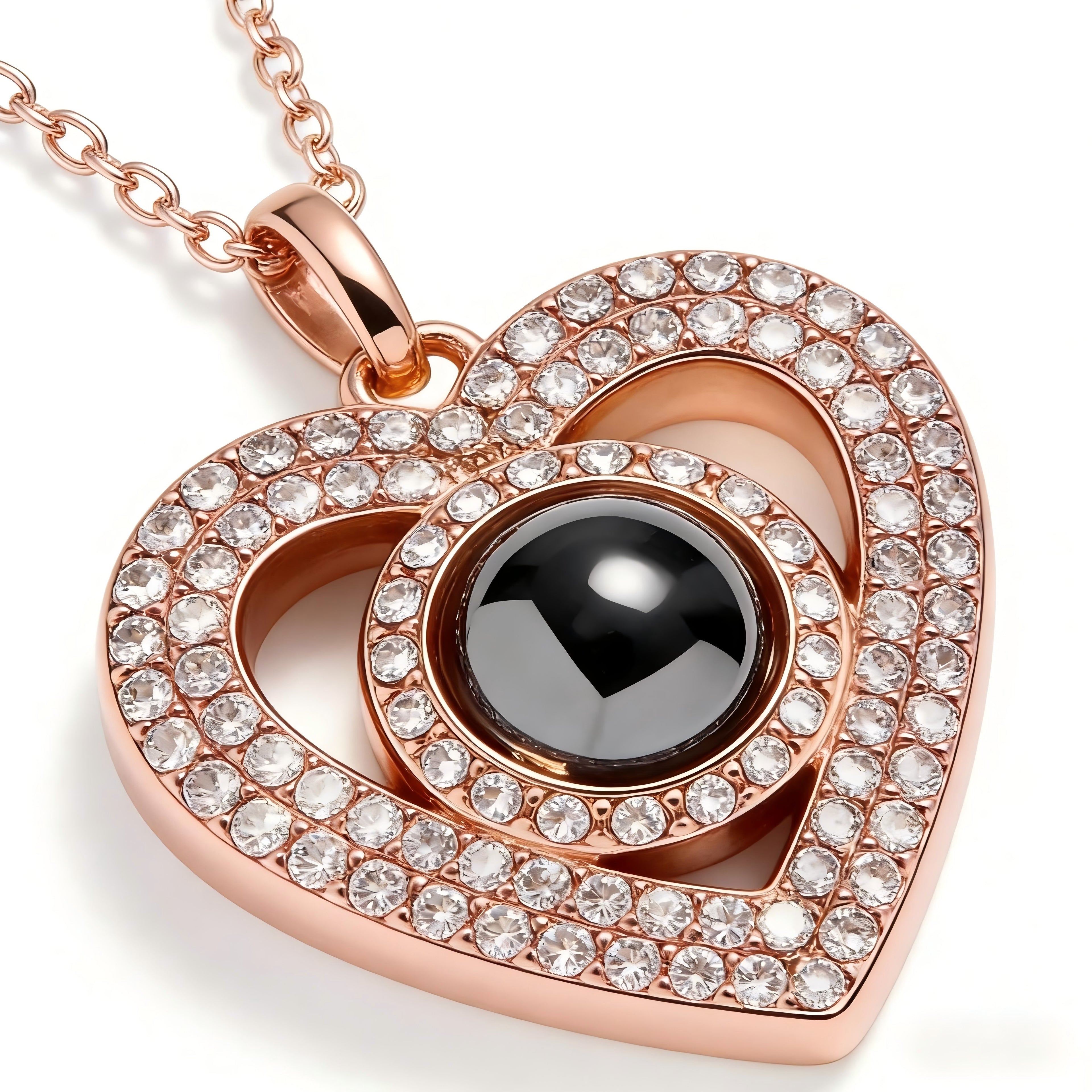 Custom Photo Projection Heart Necklace - 100 Languages I Love You
