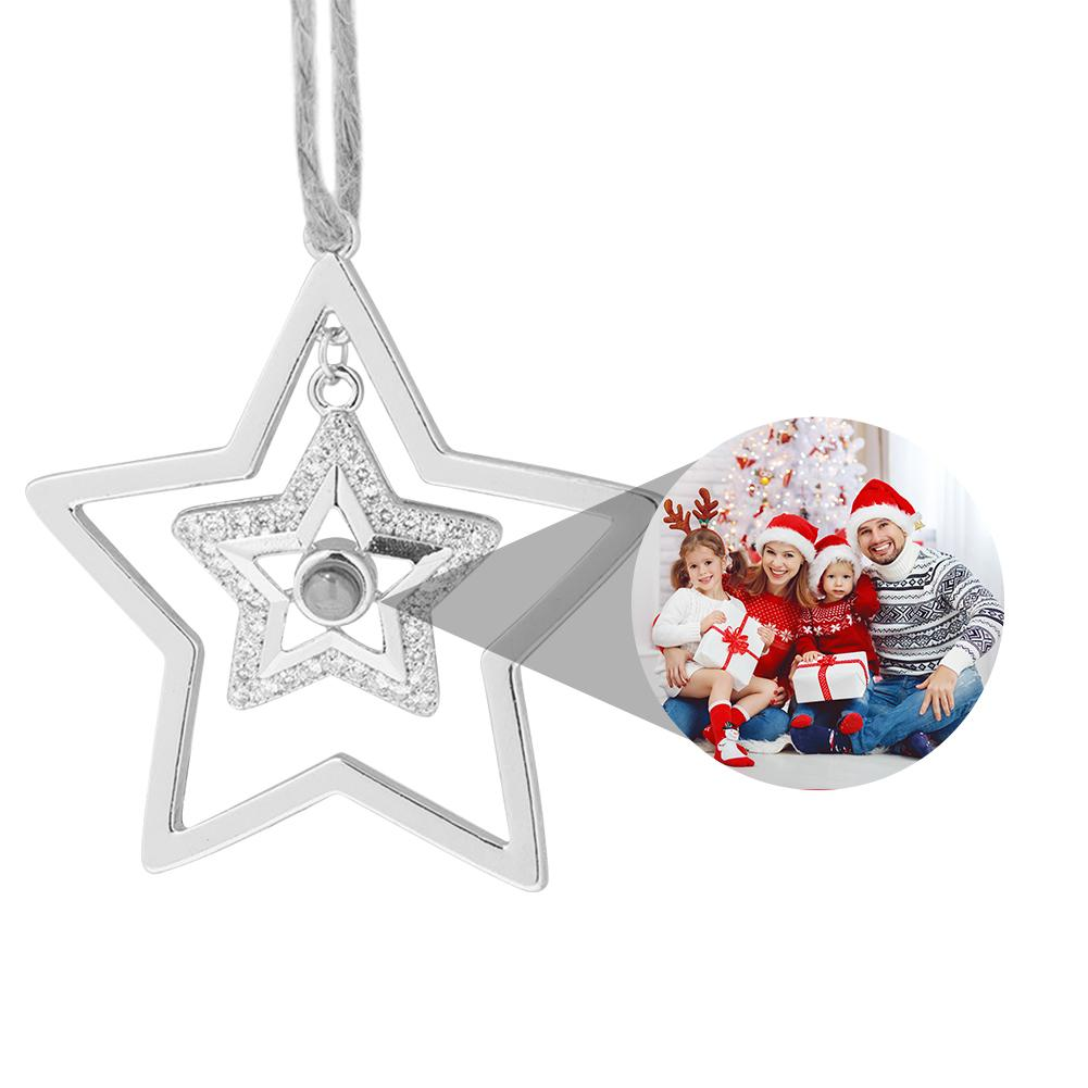 Personalized Photo Projection Ornament | Angel, Bird, Snowflake Christmas Tree Hanging Decor, Memorial Gift