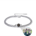 Custom Photo Projection Cuban Link Bracelet - 100 Languages I Love You, Couple Memorial Jewelry