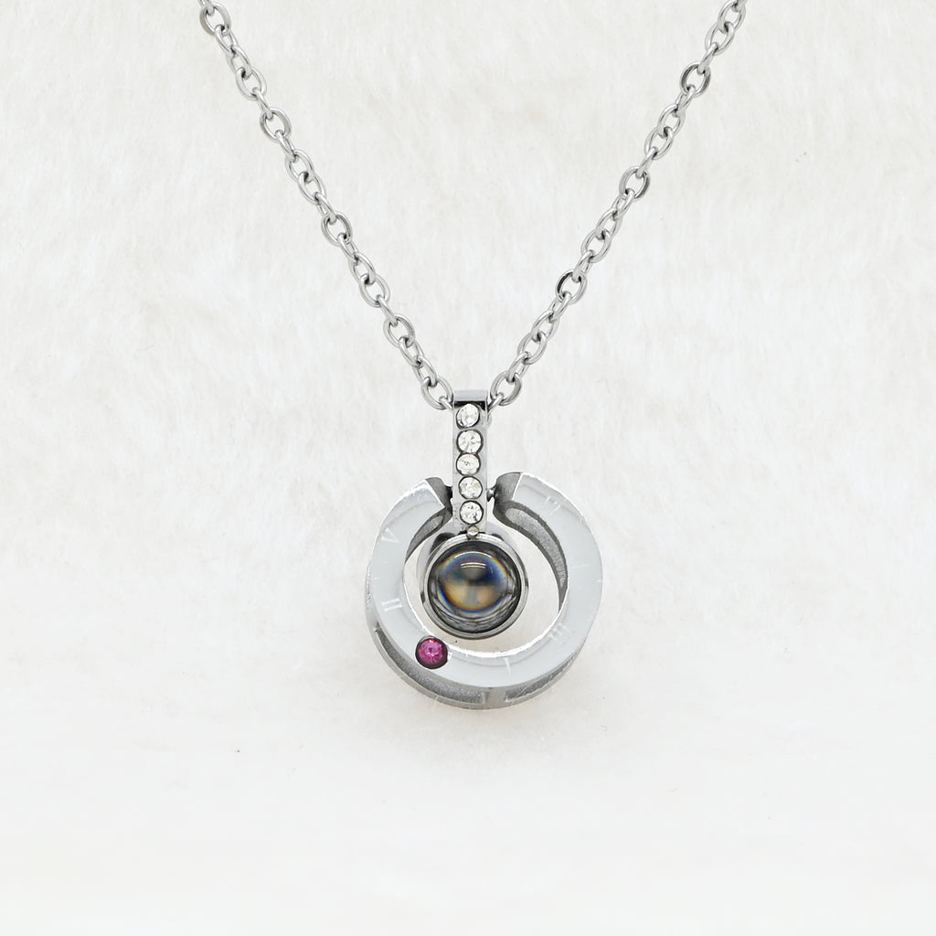 Luxury Circular Photo Projection Necklace – Personalized Memorial Gif