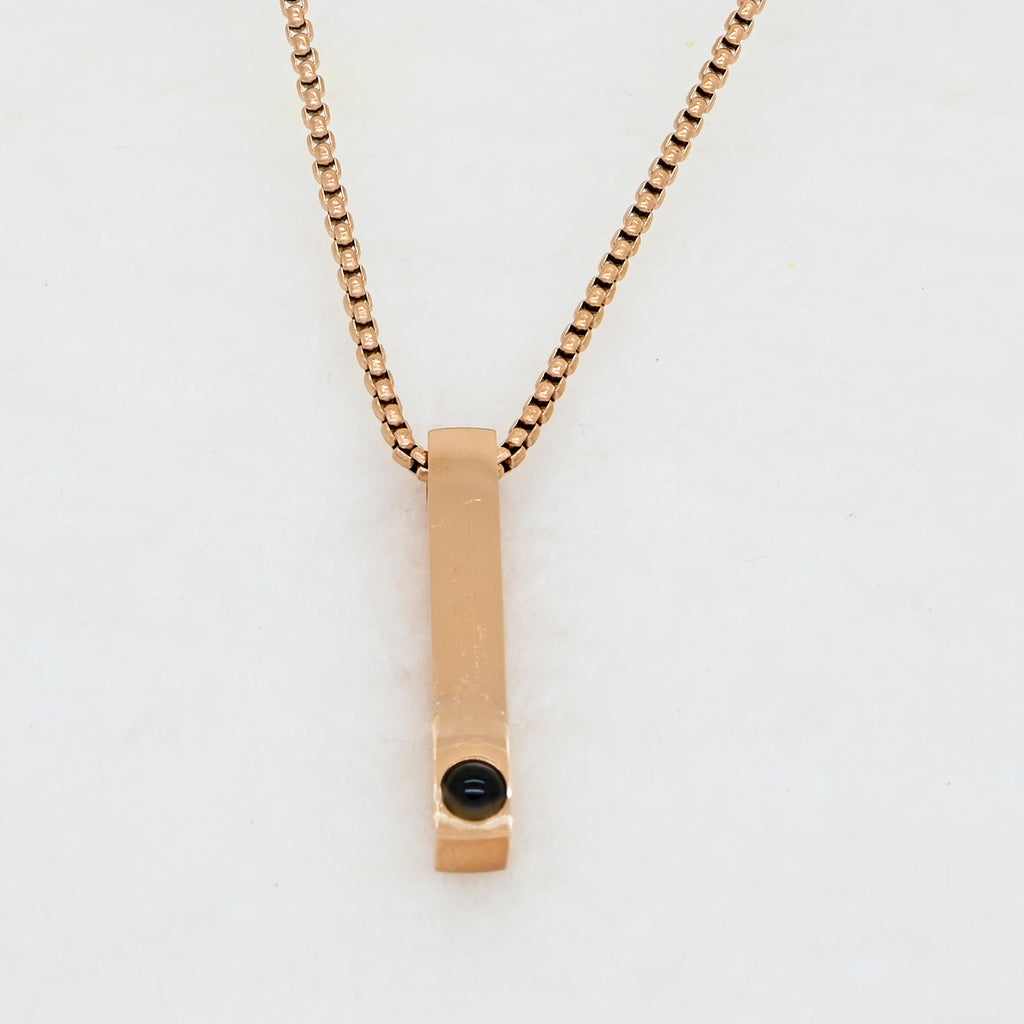 Minimalist Vertical Bar Photo Projection Necklace – Personalized Memorial Gift