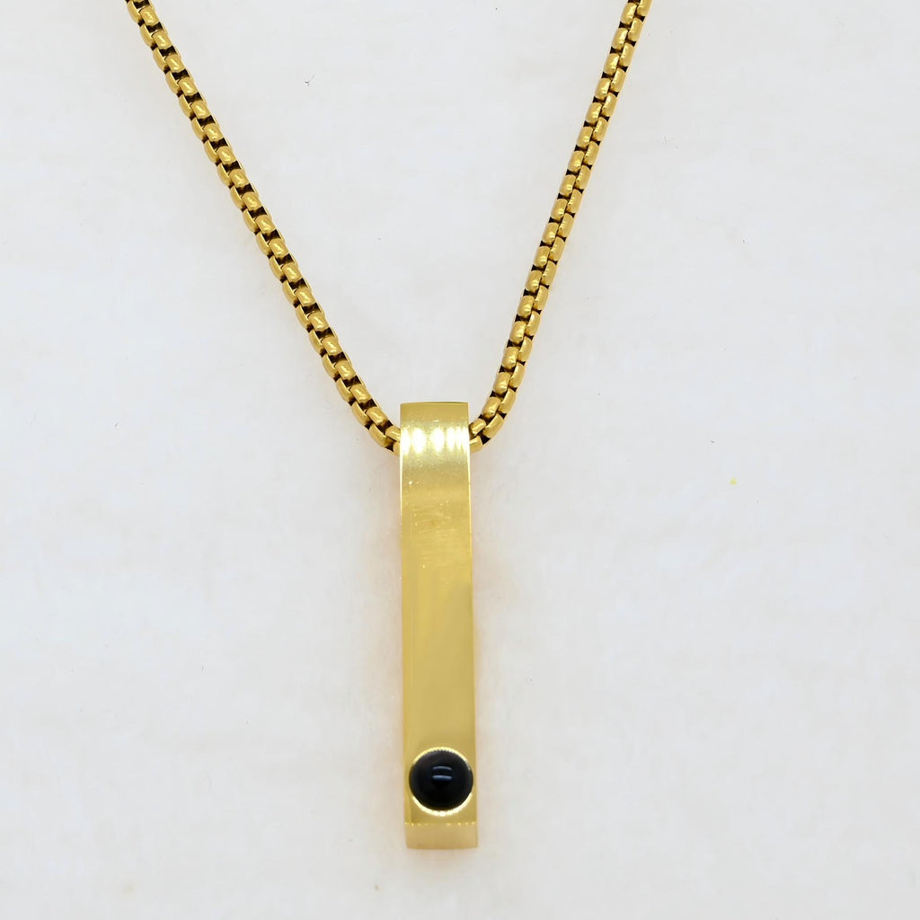 Minimalist Vertical Bar Photo Projection Necklace – Personalized Memorial Gift