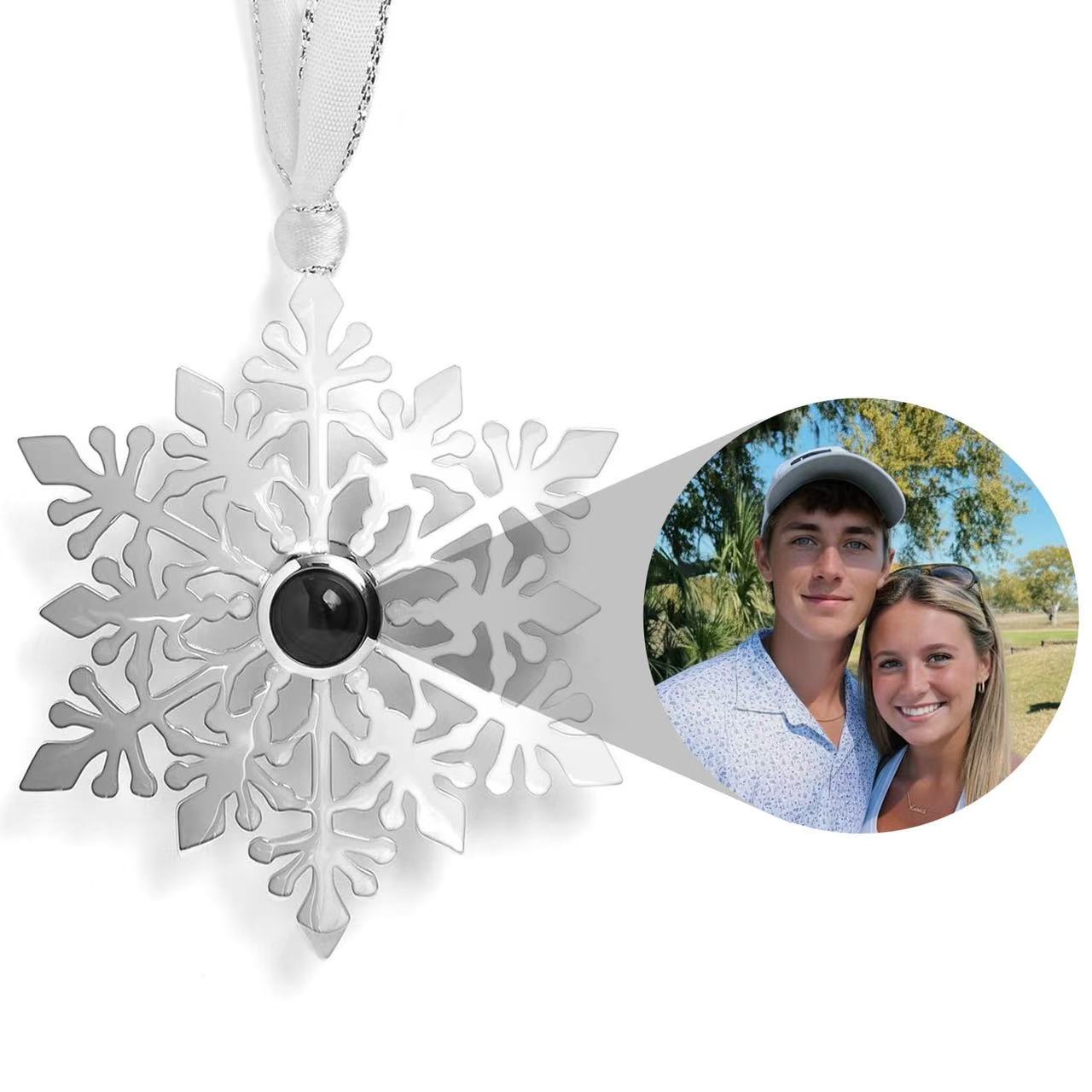 Personalized Photo Projection Ornament | Angel, Bird, Snowflake Christmas Tree Hanging Decor, Memorial Gift
