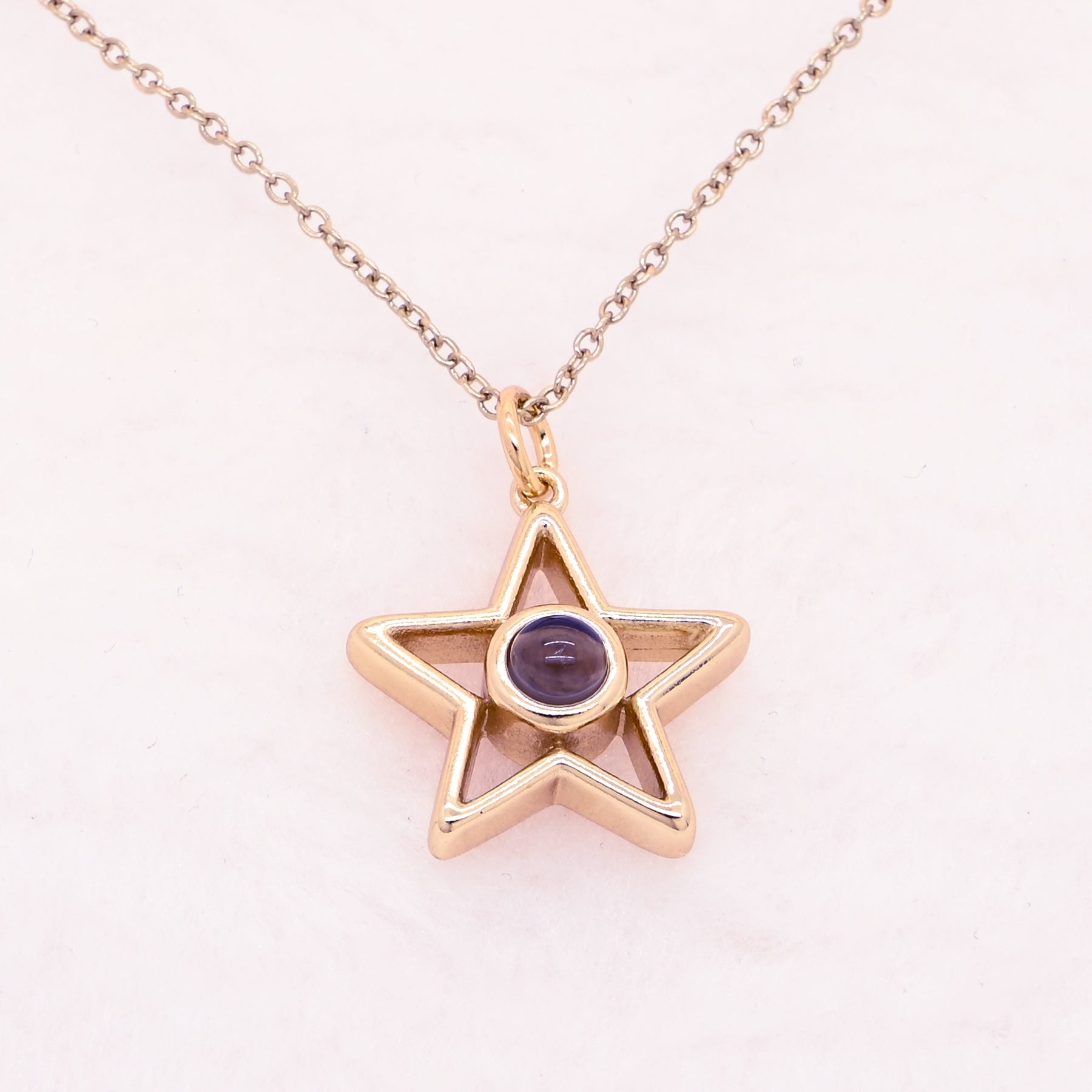 Custom Hollow Star Photo Projection Necklace – Personalized Celestial Memorial Gift