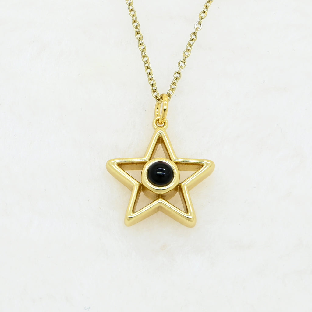 Custom Hollow Star Photo Projection Necklace – Personalized Celestial Memorial Gift