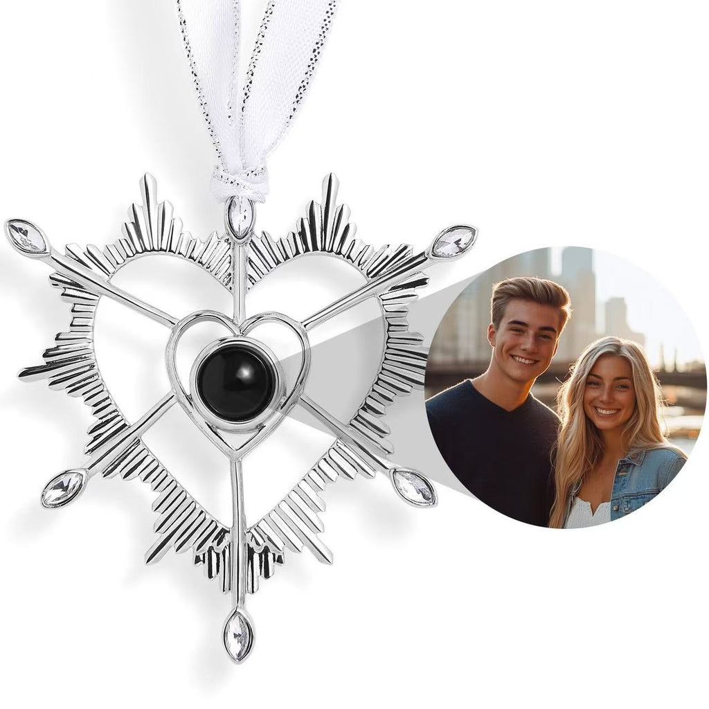 Personalized Photo Projection Ornament | Angel, Bird, Snowflake Christmas Tree Hanging Decor, Memorial Gift