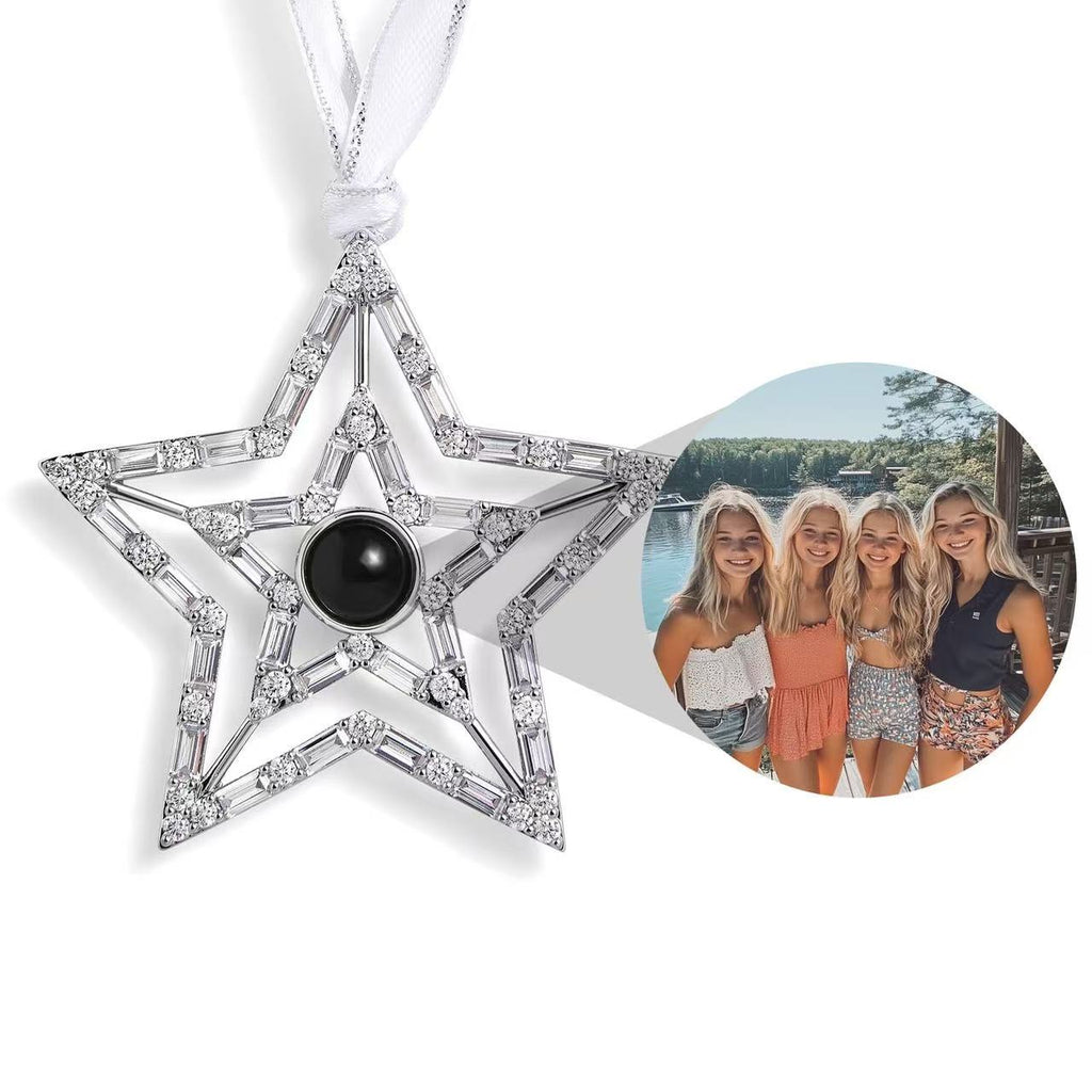 Personalized Photo Projection Ornament | Angel, Bird, Snowflake Christmas Tree Hanging Decor, Memorial Gift