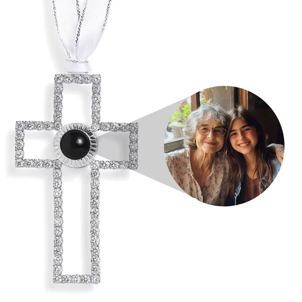 Personalized Photo Projection Ornament | Angel, Bird, Snowflake Christmas Tree Hanging Decor, Memorial Gift