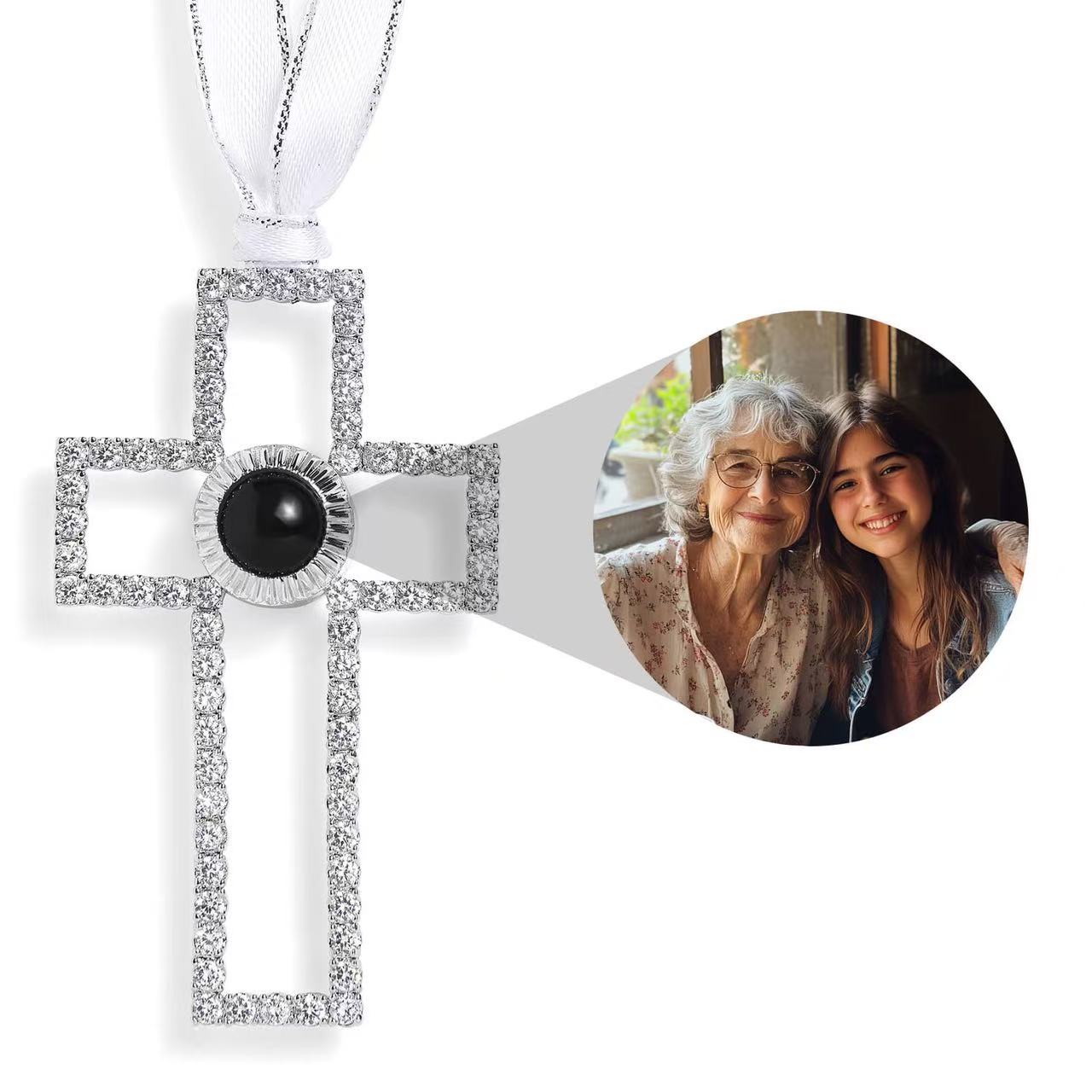 Personalized Photo Projection Ornament | Angel, Bird, Snowflake Christmas Tree Hanging Decor, Memorial Gift
