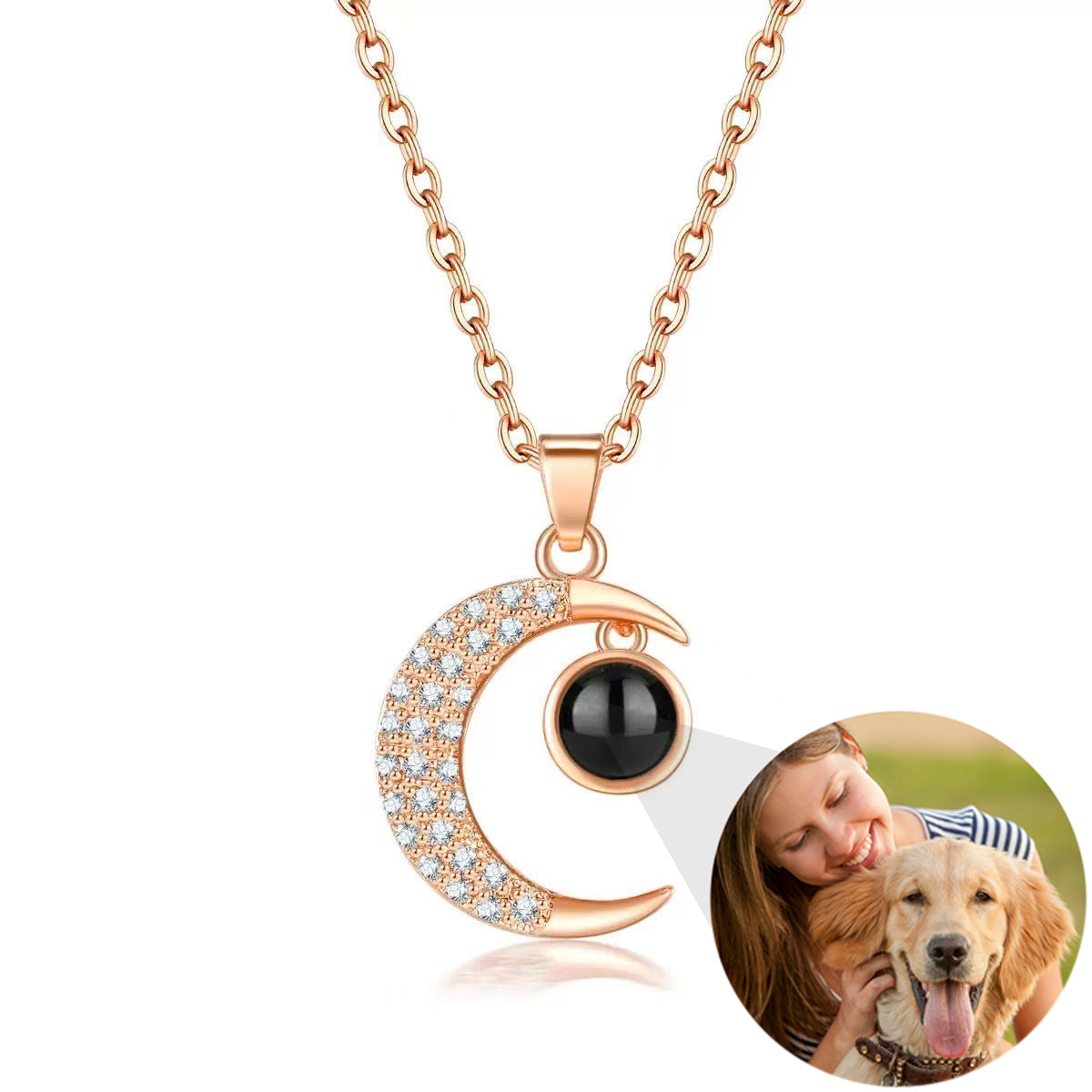 custom moon star photo projection necklace with hidden picture gift for her
