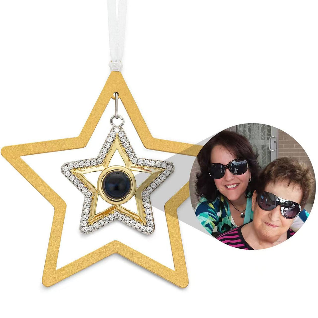 Personalized Photo Projection Ornament | Angel, Bird, Snowflake Christmas Tree Hanging Decor, Memorial Gift