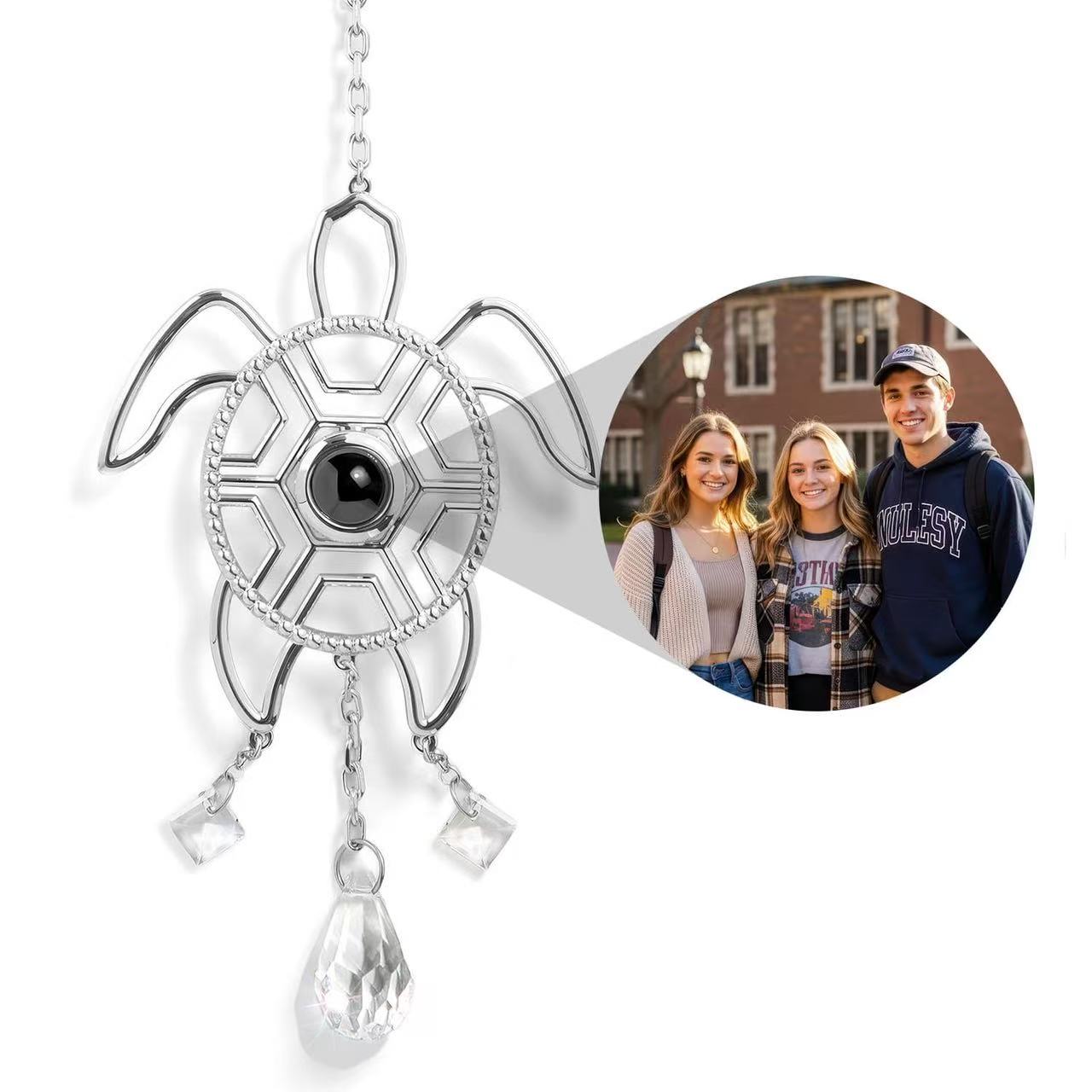Personalized Photo Projection Ornament | Angel, Bird, Snowflake Christmas Tree Hanging Decor, Memorial Gift
