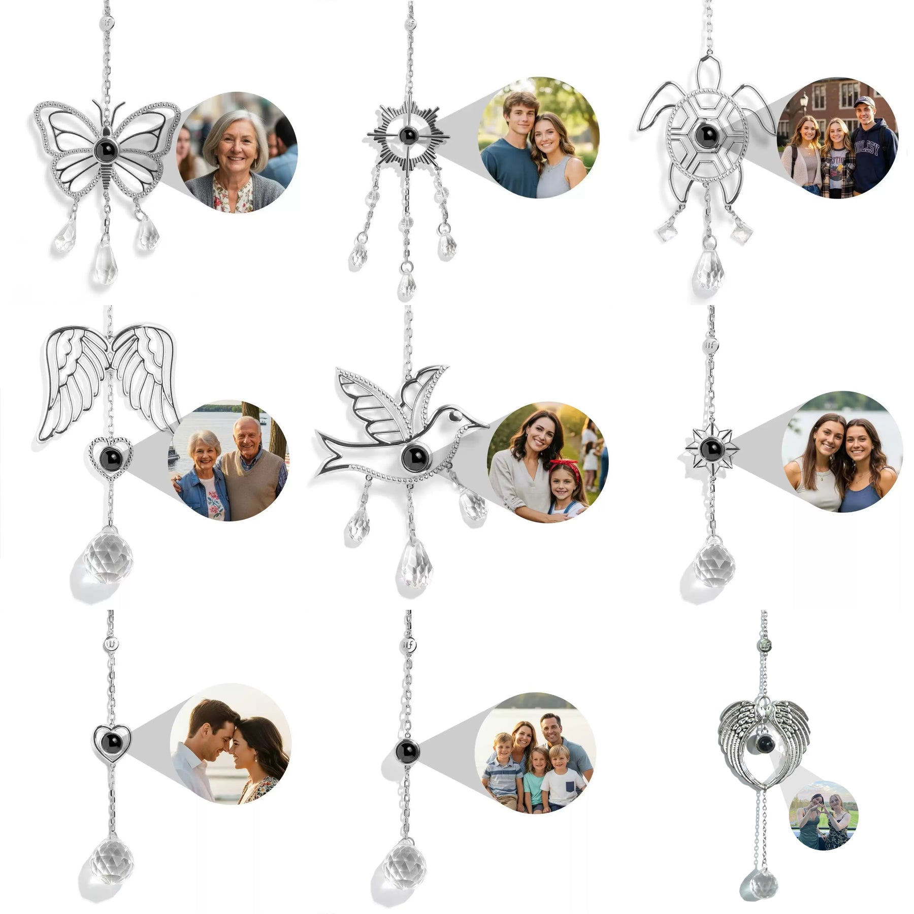 Personalized Photo Projection Ornament | Angel, Bird, Snowflake Christmas Tree Hanging Decor, Memorial Gift