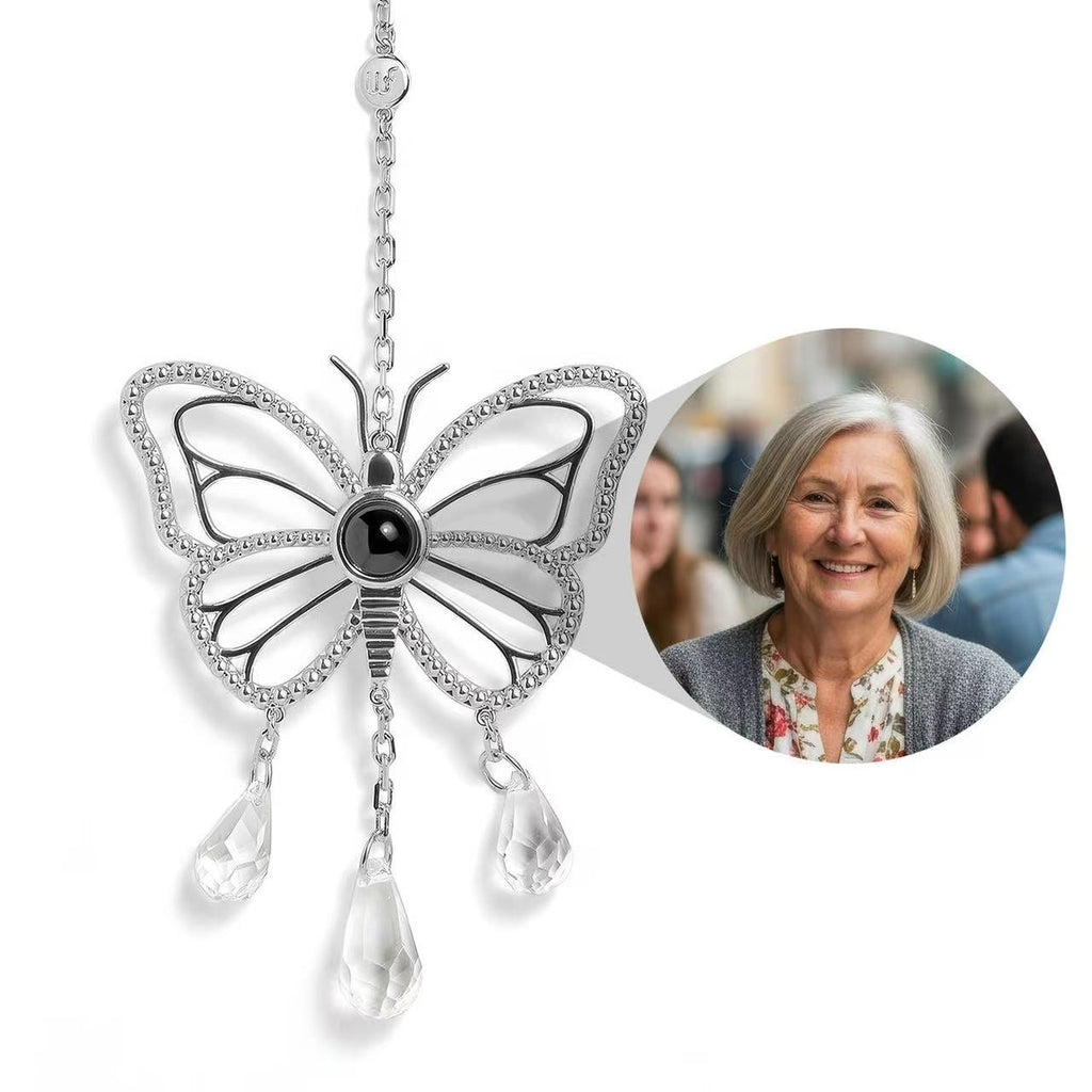 Personalized Photo Projection Ornament | Angel, Bird, Snowflake Christmas Tree Hanging Decor, Memorial Gift