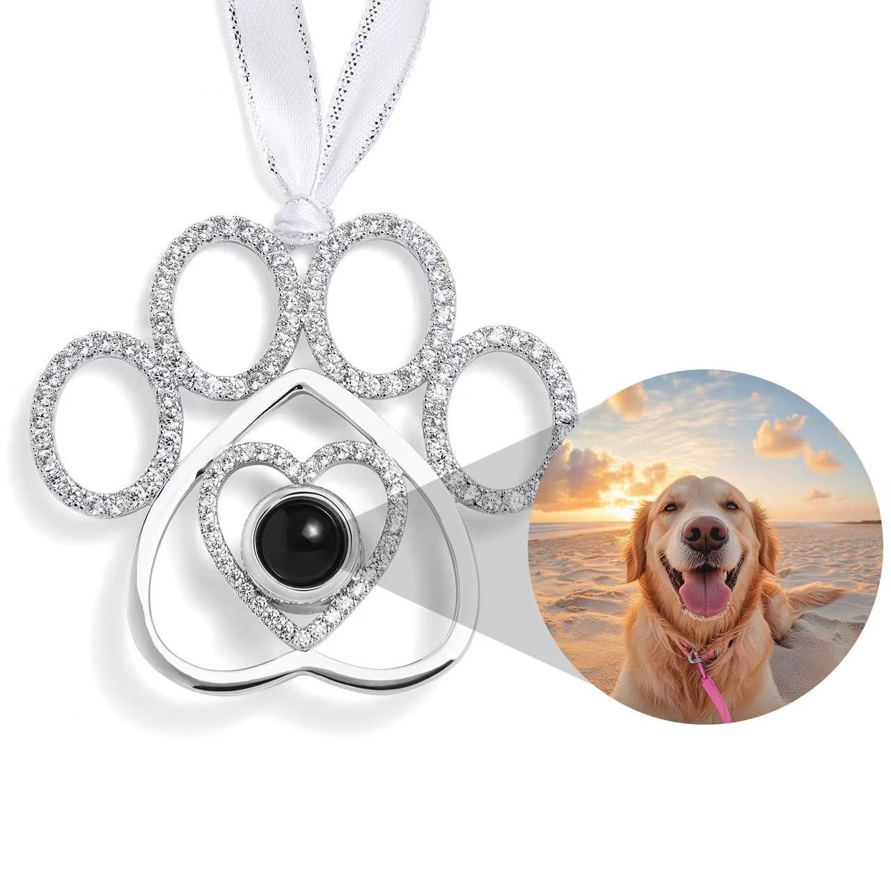 Personalized Photo Projection Ornament | Angel, Bird, Snowflake Christmas Tree Hanging Decor, Memorial Gift