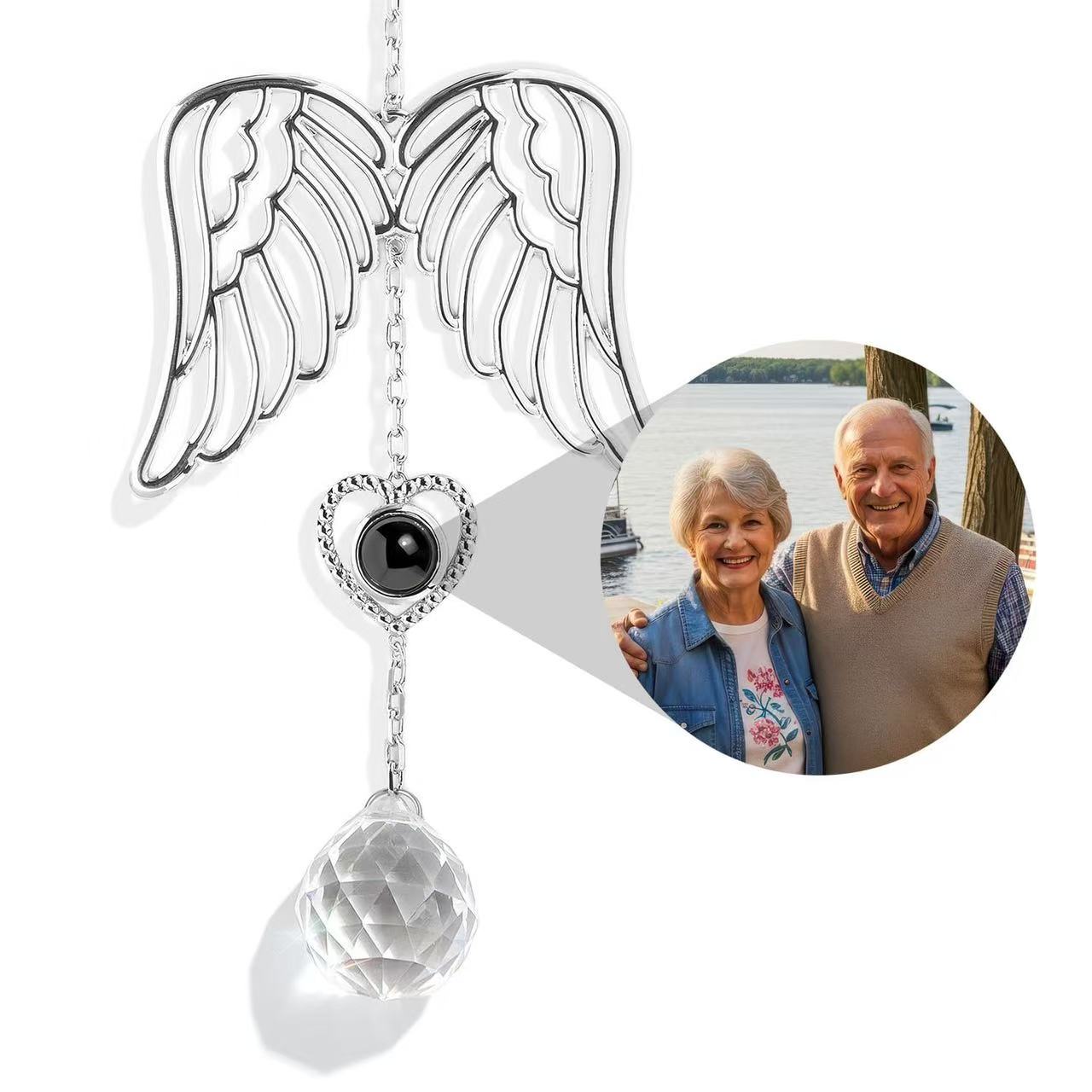 Personalized Photo Projection Ornament | Angel, Bird, Snowflake Christmas Tree Hanging Decor, Memorial Gift
