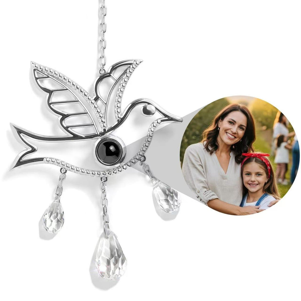 Personalized Photo Projection Ornament | Angel, Bird, Snowflake Christmas Tree Hanging Decor, Memorial Gift