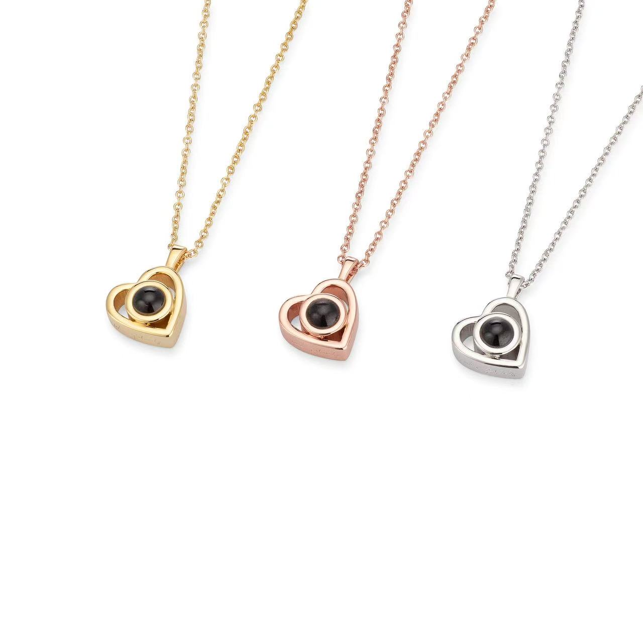 Projection Photo Necklace – I Love You in 100 Languages, Personalized Customization