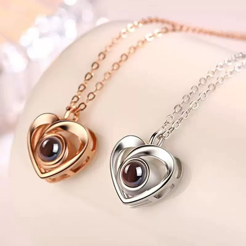 Custom Photo Projection – Unique Heart-Shaped Necklace, Personalized Holiday Gift