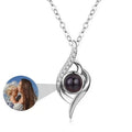 feather style custom photo projection necklace with hidden image