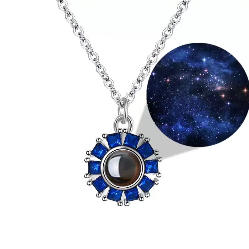 Custom Starry Sunflower Photo Projection Necklace – Dreamy Personalized Memorial Gift