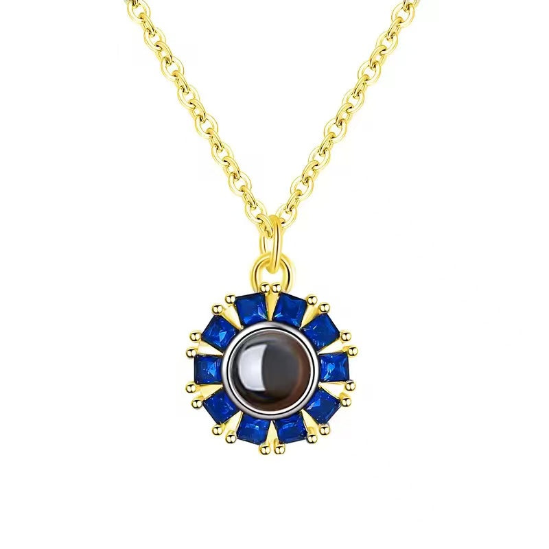 Custom Starry Sunflower Photo Projection Necklace – Dreamy Personalized Memorial Gift