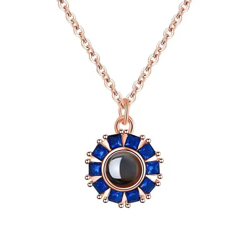 Custom Starry Sunflower Photo Projection Necklace – Dreamy Personalized Memorial Gift