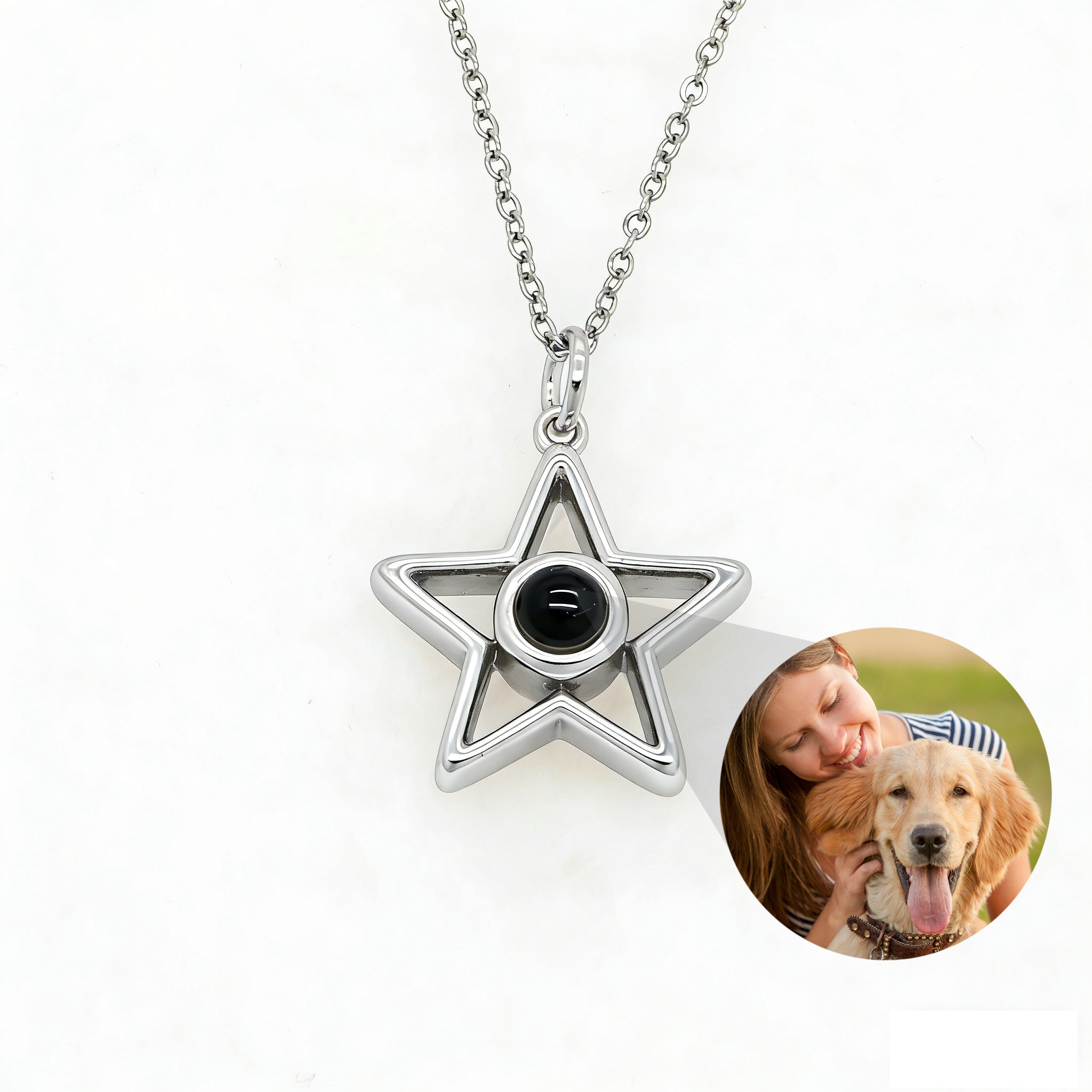 Custom Hollow Star Photo Projection Necklace – Personalized Celestial Memorial Gift
