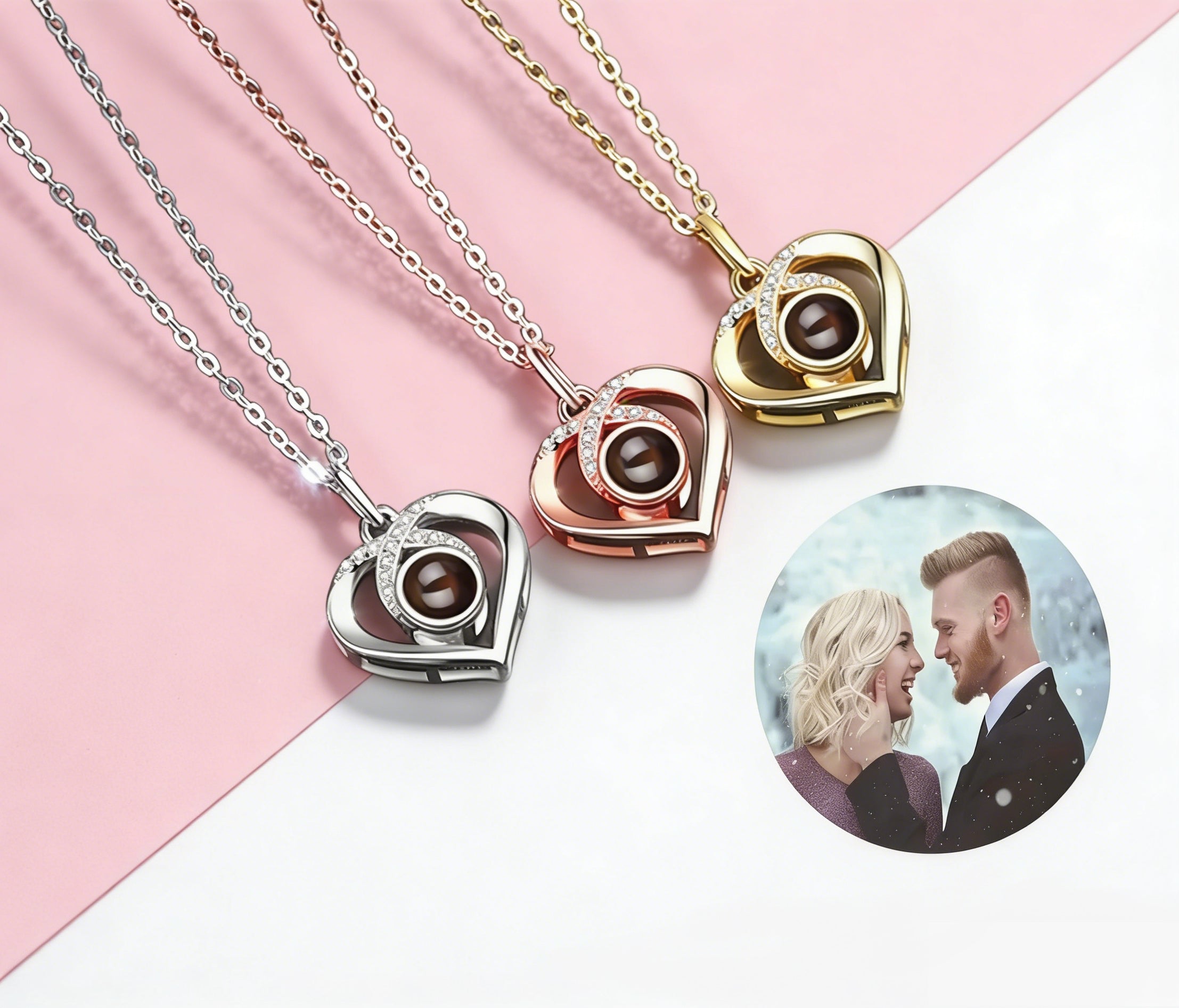 ustom Heart Photo Projection Necklace – Personalized Memory Keepsake Gift