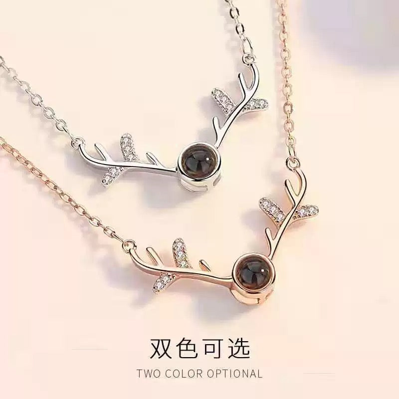 personalized deer antler necklace gift for her