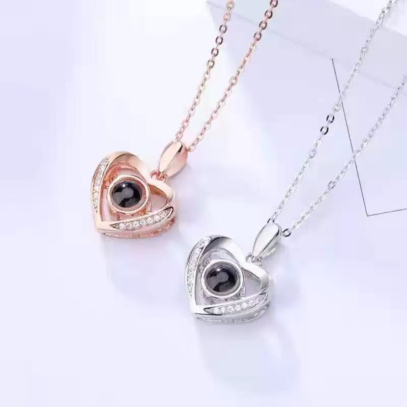 personalized heart necklace gift for her with photo inside