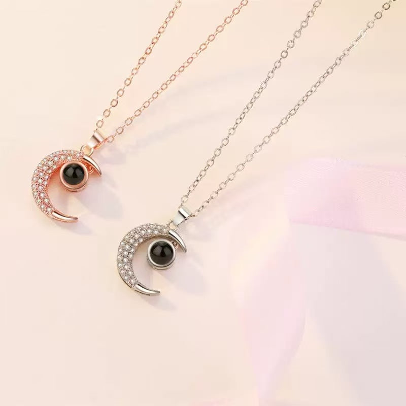 personalized moon necklace with photo inside memorial gift jewelry