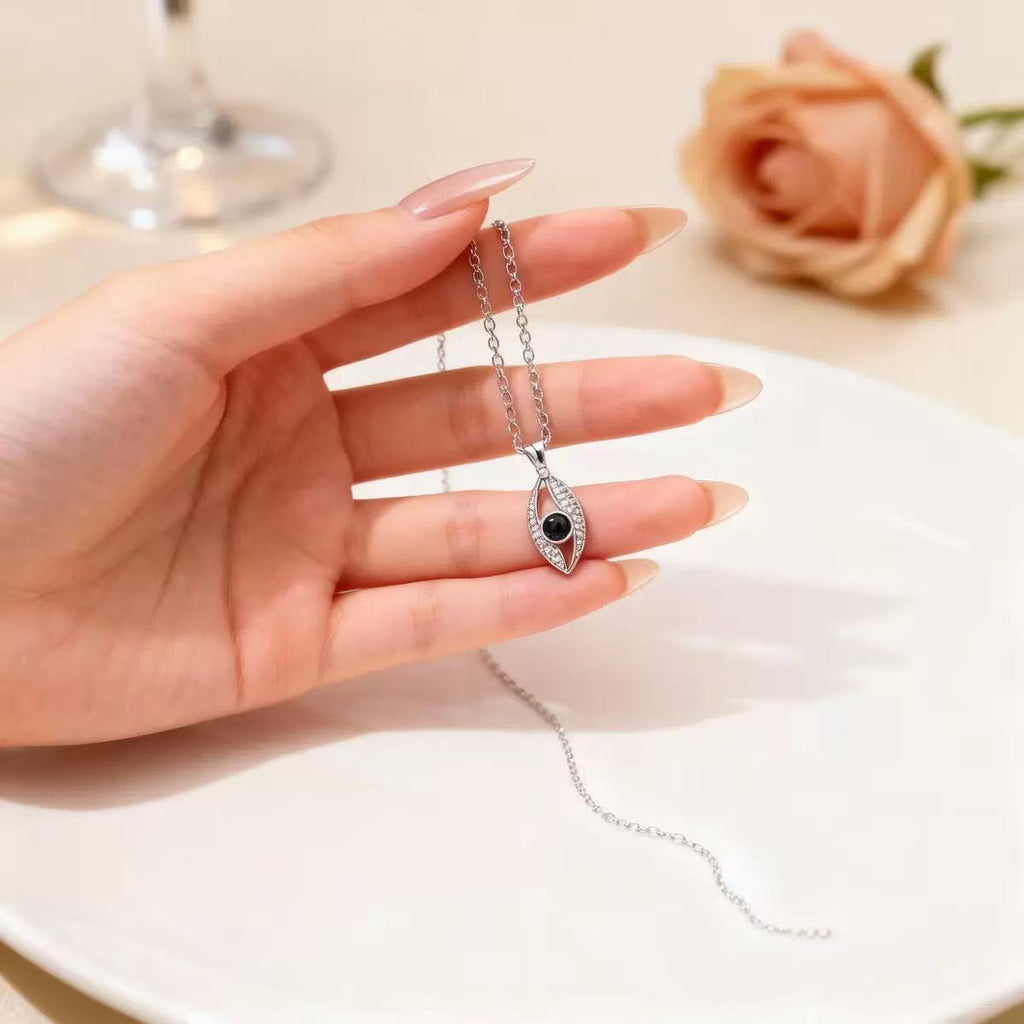 Custom Marquise Leaf Photo Projection Necklace – Personalized Hidden Picture Gift for Her