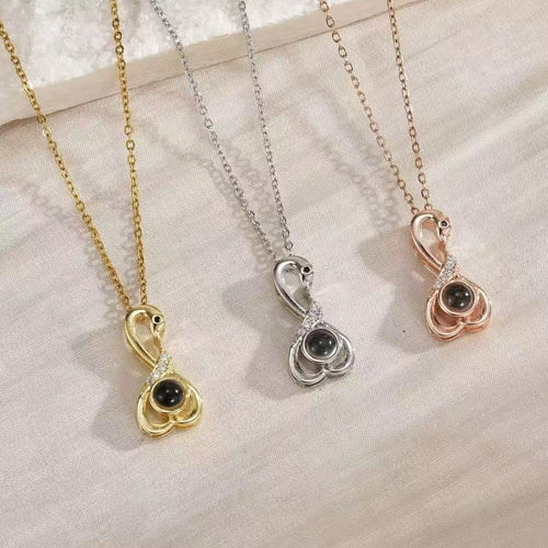 Custom Photo Projection Swan Necklace - Personalized Memorial Gift