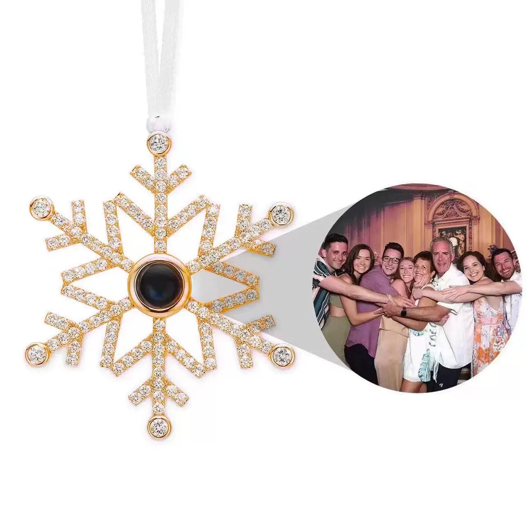 Snowflake Photo Projection Ornament, Custom Photo Personalized Christmas Decor