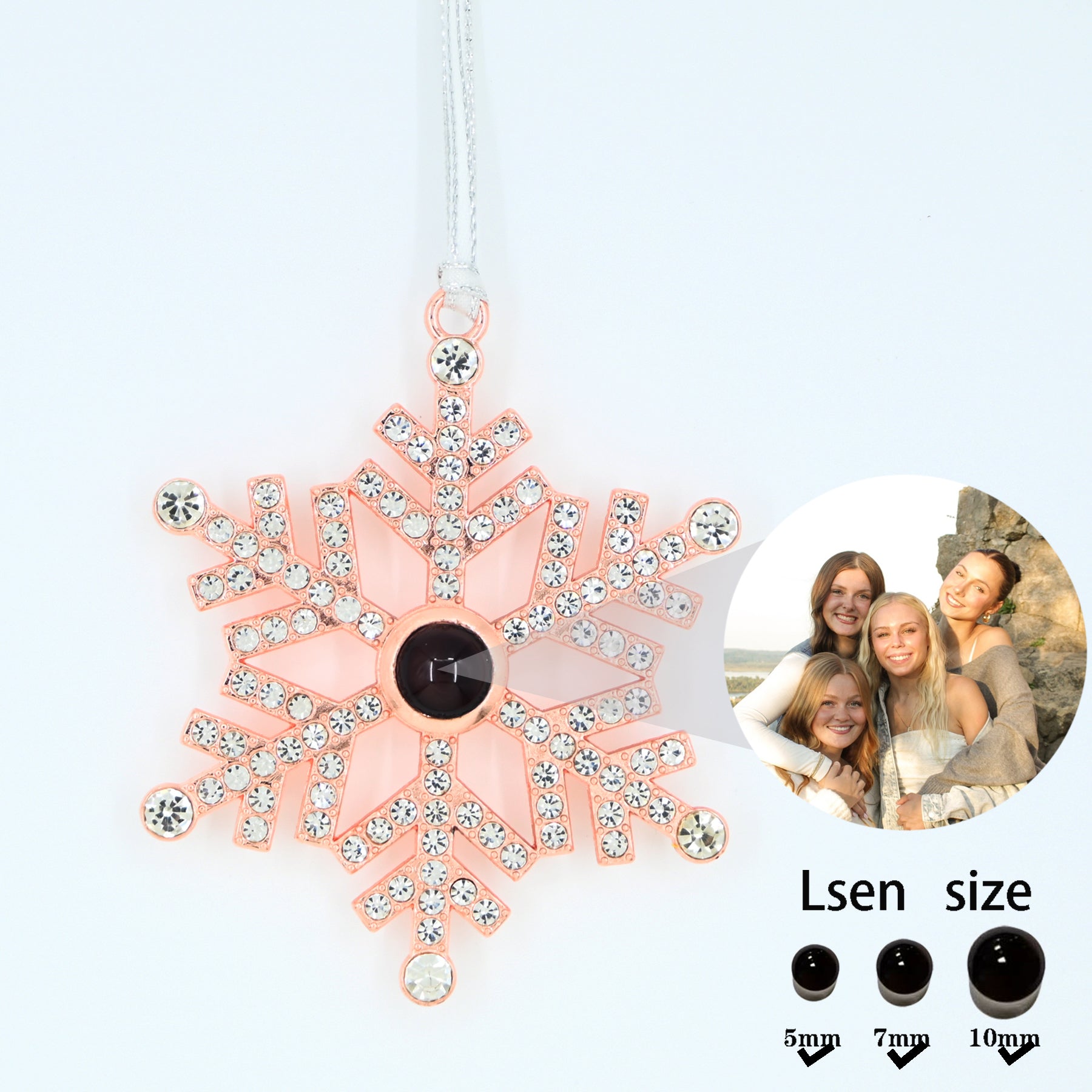 Snowflake Photo Projection Ornament, Custom Photo Personalized Christmas Decor