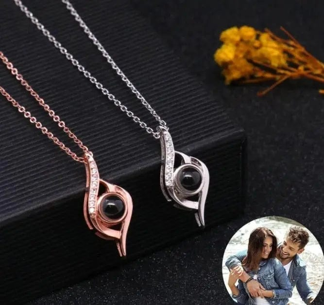 Custom Sparkling Twist Photo Projection Necklace – Elegant Personalized Memorial Gift