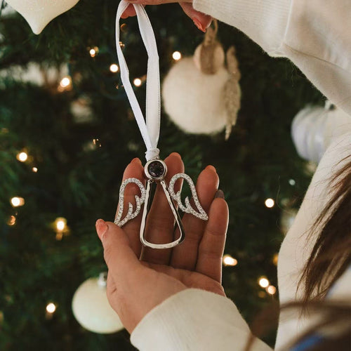 Angel Photo Projection Ornament Hanging on Christmas Tree, Personalized Memorial Christmas Decor for Loved Ones