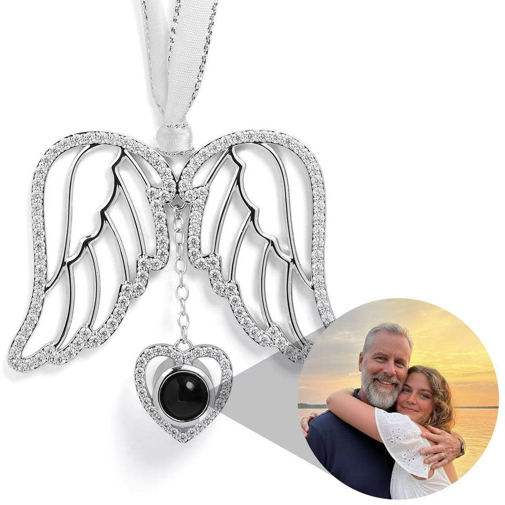 Personalized Photo Projection Ornament | Angel, Bird, Snowflake Christmas Tree Hanging Decor, Memorial Gift