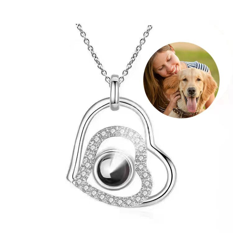 Custom Hollow Heart Photo Projection Necklace – Personalized Romantic Gift