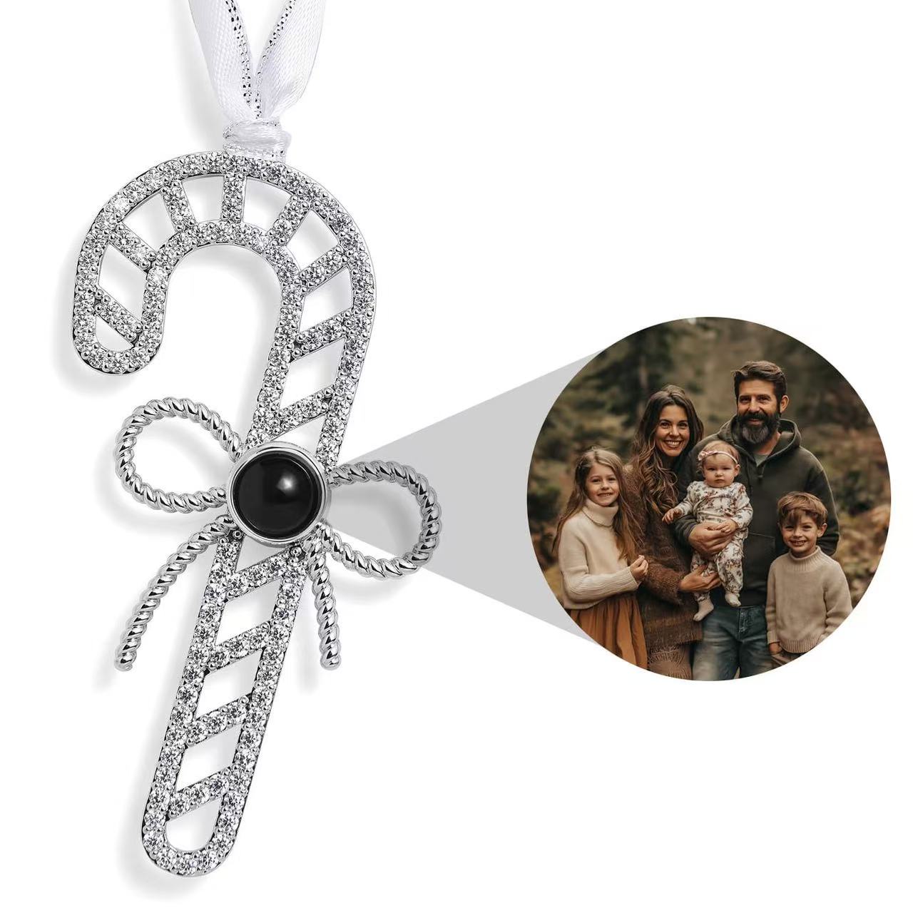 Personalized Photo Projection Ornament | Angel, Bird, Snowflake Christmas Tree Hanging Decor, Memorial Gift