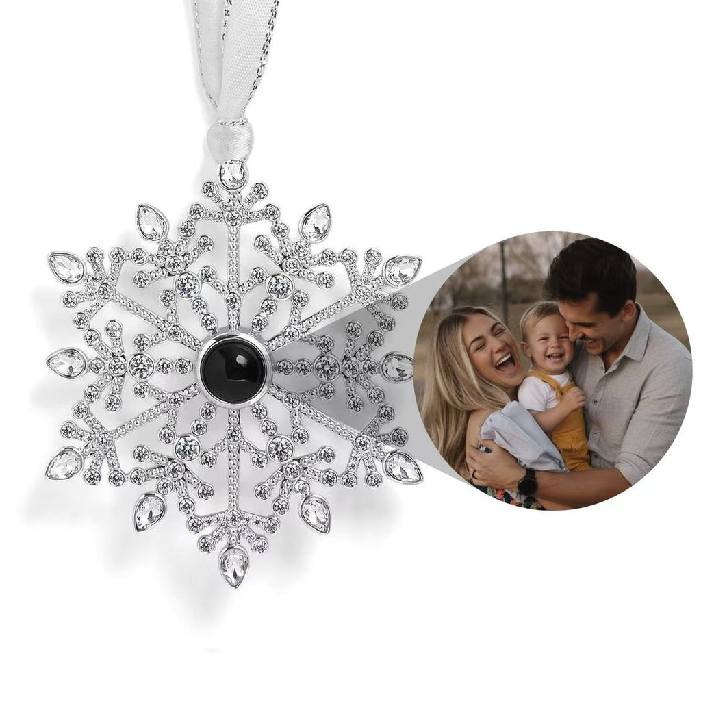 Personalized Photo Projection Ornament | Angel, Bird, Snowflake Christmas Tree Hanging Decor, Memorial Gift