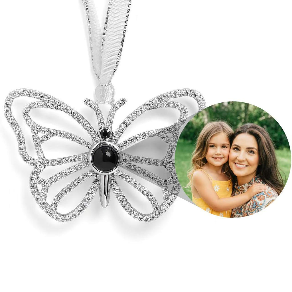 Personalized Photo Projection Ornament | Angel, Bird, Snowflake Christmas Tree Hanging Decor, Memorial Gift