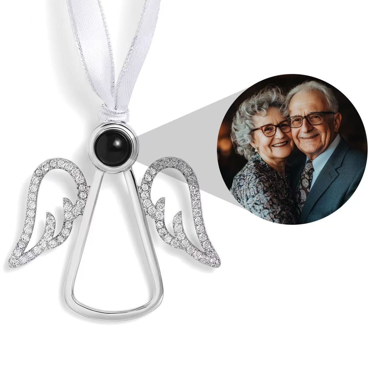 Angel Photo Projection Ornament Video, Custom Photo Projection Effect Demonstration for Memorial Gift