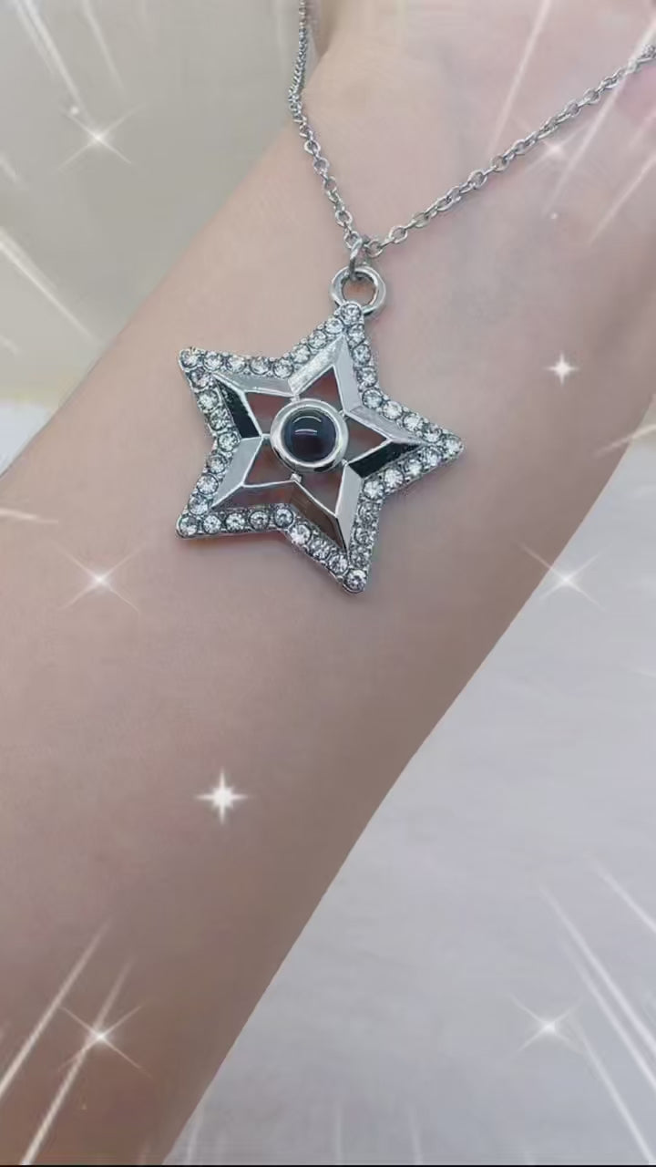 Custom Diamond Star Photo Projection Necklace – Dreamy Personalized Memorial Gift